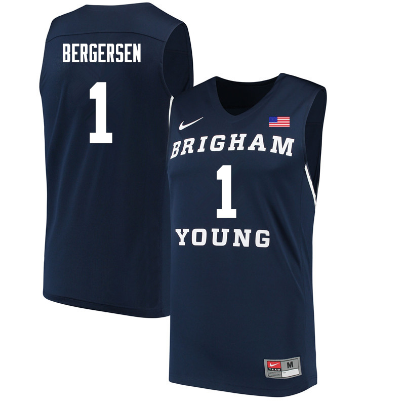 Men #1 Rylan Bergersen BYU Cougars College Basketball Jerseys Sale-Navy - Click Image to Close
